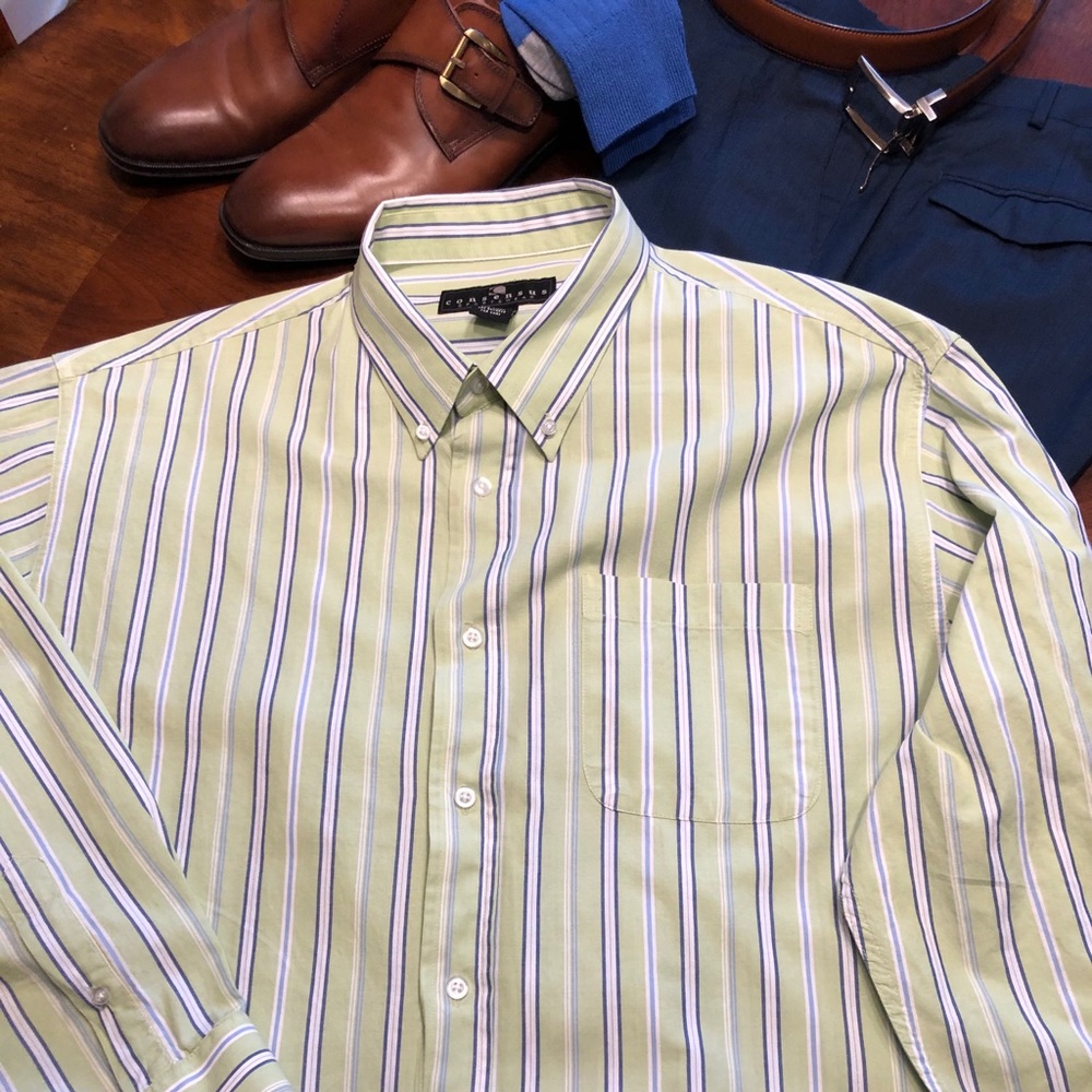 Men’s Consesus Green Blue Stripe XL